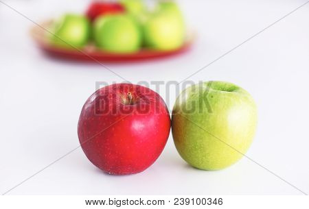 Apples Green And Red In The Foreground.