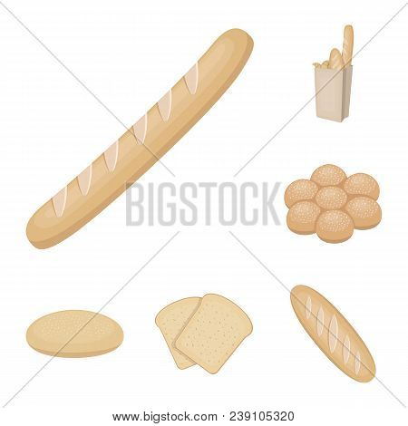Types Of Bread Cartoon Icons In Set Collection For Design. Bakery Products Vector Symbol Stock  Illu