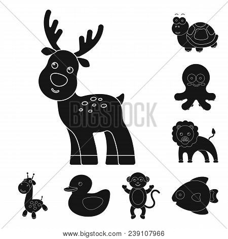 An Unrealistic Black Animal Icons In Set Collection For Design. Toy Animals Vector Symbol Stock  Ill