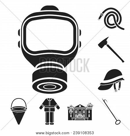 Fire Department Black Icons In Set Collection For Design. Firefighters And Equipment Vector Symbol S