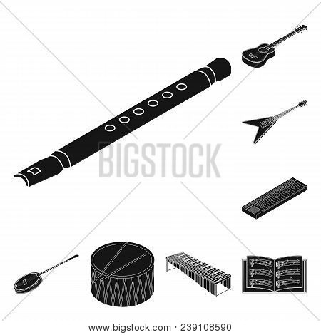 Musical Instrument Black Icons In Set Collection For Design. String And Wind Instrument Isometric Ve