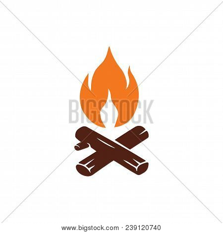 Campfire Logo For Mountain Camping Adventure. Vector Vintage Illustration
