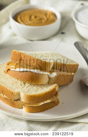 Homemade Fluffernutter Marshmallow Peanut Butter Sandwich