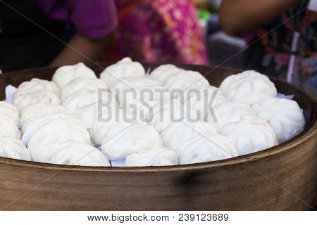 Thailand Streed Food. Baozi Steamed Food In Thailand