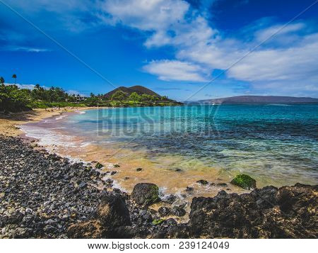 Tranquil Turquoise-colored Water On The Quiet Maluaka Beach, Maui, Hawaii