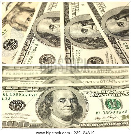 Collage With Fragments Of Hundred Dollar Banconotes