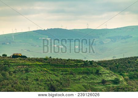 Sky And Grass Background, Fresh Green Fields Under The Blue Sky In Spring