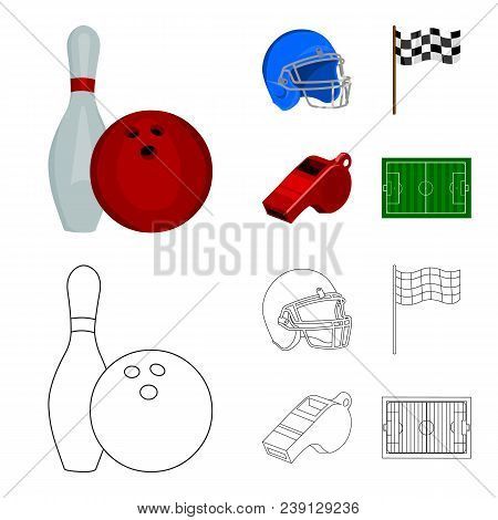 Bowl And Bowling Pin For Bowling, Protective Helmet For Playing Baseball, Checkbox, Referee, Whistle