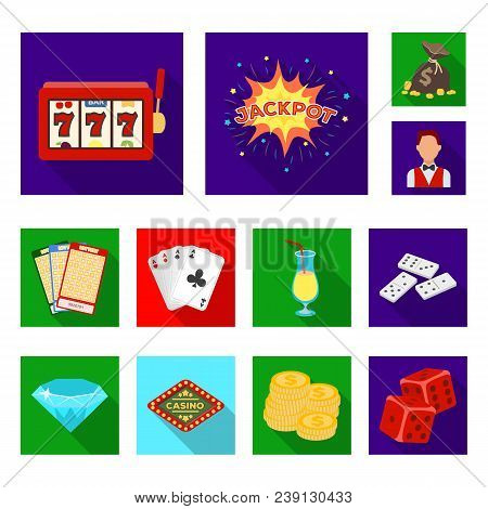 Casino And Gambling Flat Icons In Set Collection For Design. Casino And Equipment Vector Symbol Stoc