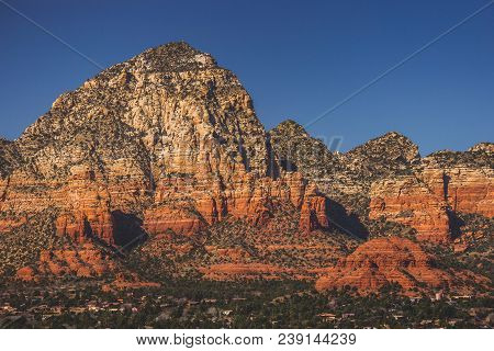 Famous Capitol Butte (aka Thunder Mountain) Dwarfing Sugarloaf Mountain (bottom Right), West Sedona,