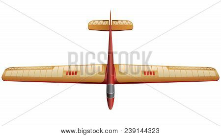 Model Glider, Ground Plan. Beautiful Subtle Airplane. Balsa Wood Wings, Model Hobby. Master Vector I