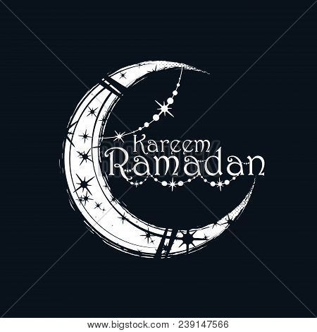 Ramadan Kareem Islamic Greeting Arabic Calligraphy And Moon With A Pattern And Decoration