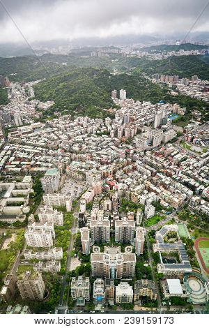 Aerial View Of Taipei City From A Skyscrapper