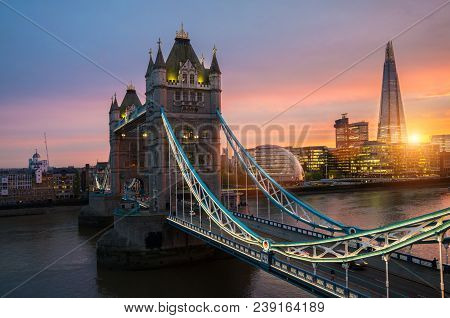 The London Tower Bridge At Sunset