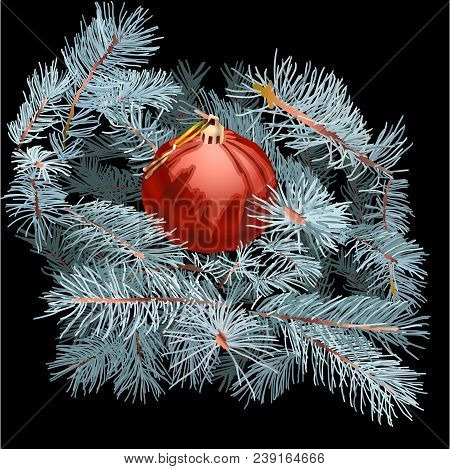 Christmas Tree Toy On The Branches.on A Black Background