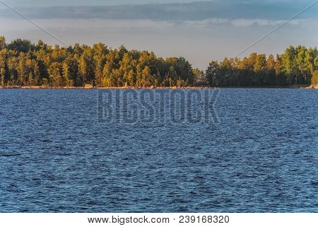 The View To The Pine Trees And Rocks Of One Islend On The Ladoga Lake