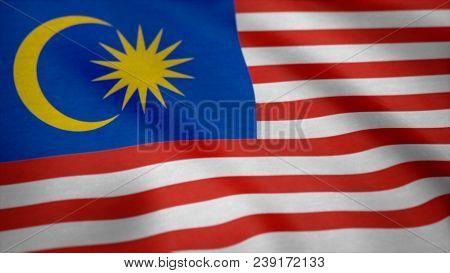 Flag Of Malaysia Gently Waving In The Wind. Malaysia Country Flag Animation Waving In The Breeze. Se