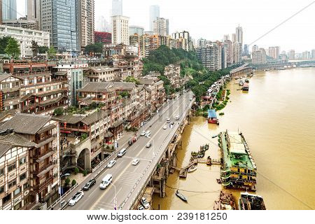 Chongqing,china-october 19,2017: Hongyadong Complex In The Shape Of A Large Ancient Building. Inside