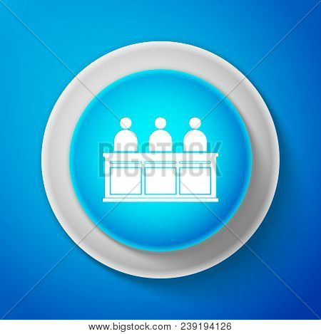 White Jurors Icon Isolated On Blue Background. Circle Blue Button With White Line. Vector Illustrati