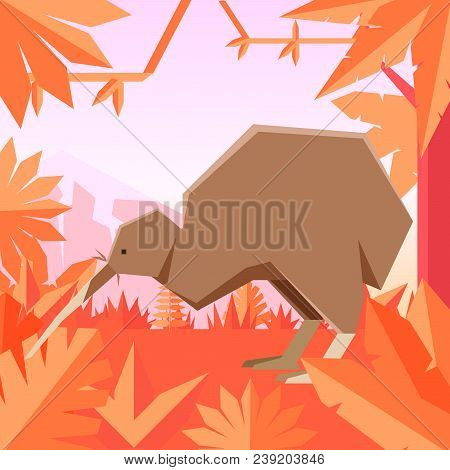 Vector Image Of The Flat Geometric Jungle Background With Qiwi