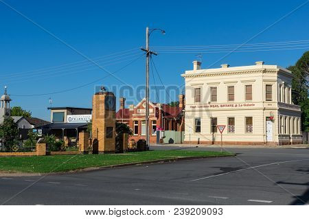 Nagambie, Australia - March 12, 2018: Hugh Lawrence Real Estate Office On High Street In Nagambie, A