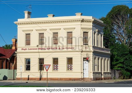 Nagambie, Australia - March 12, 2018: Hugh Lawrence Real Estate Office On High Street In Nagambie, A