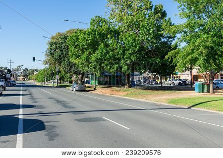 Nagambie, Australia - March 12, 2018: High Street Is The Main Street Running Through Nagambie In Shi