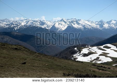 Mountains Of French Pyrenees Between Ascou And Camurac