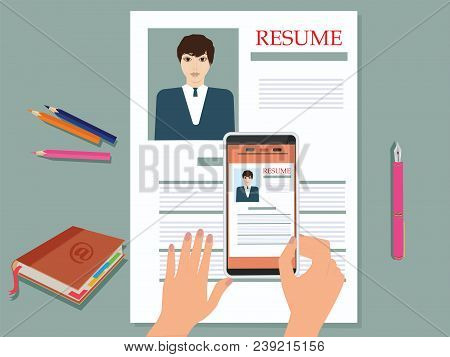 Staff Reserve - Mailing Summary By Email Smartphone - Art Abstraction Vector Illustration
