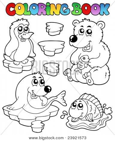 Colorear el tema de invierno libro 1 - ilustración vectorial.