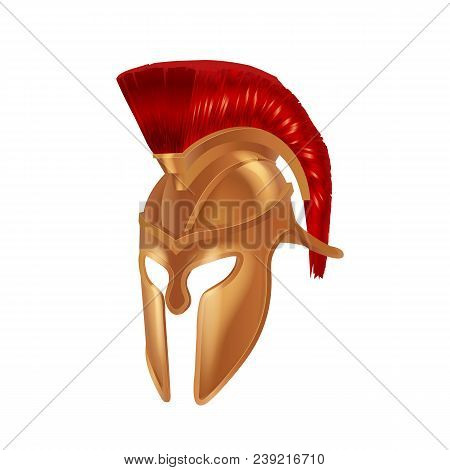 Realistic Spartan Ancient Greek, Roman Helmet. Bronze Protective Headgear.