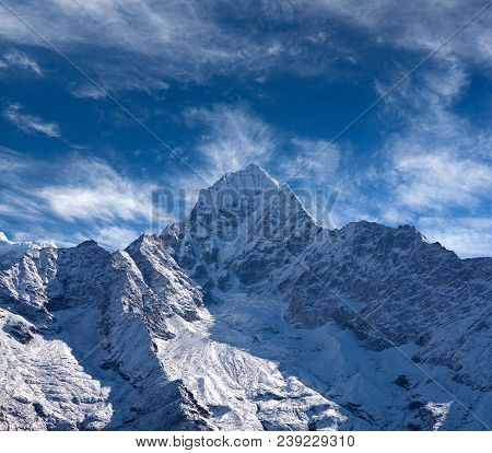 Thamserku Mount In Sagarmatha National Park, Nepal Himalayas
