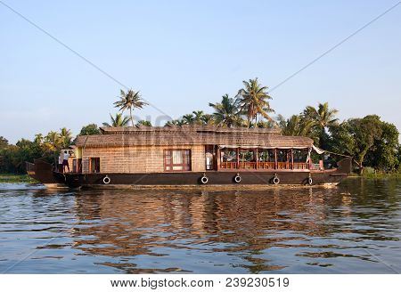 Houseboat On Backwaters In Kerala, South India