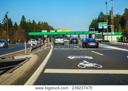 Highway A1, Slovenia - 8 April 2018 - Toll Station Vransko On The A1 Highway In Slovenia. Slovenia I