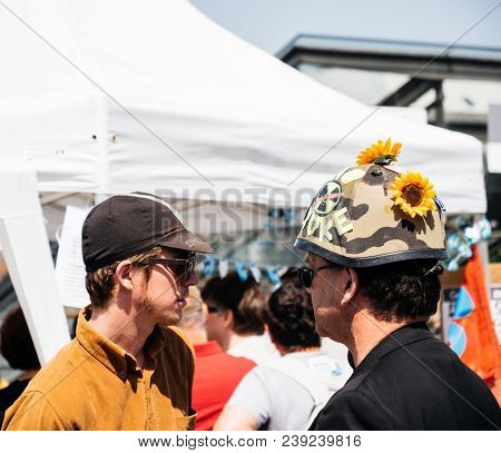 Strasbourg, France - May 5, 2018: People Making A Party Protest Fete A Macron Party For Macron - Man