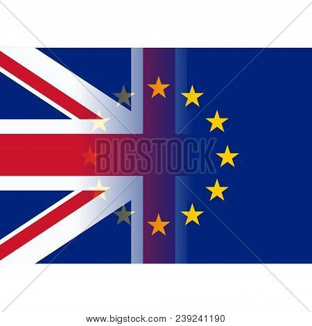 United Kingdom And European Union Flags Merging
