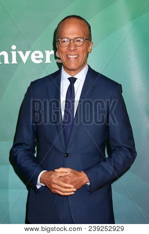 LOS ANGELES - MAY 2:  Lester Holt at the NBCUniversal Summer Press Day at Universal Studios on May 2, 2018 in Universal City, CA