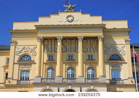 The Classicist Palace Of Mostowski In Warsaw Built In 1765. Currently Headquarters Of The Warsaw Met