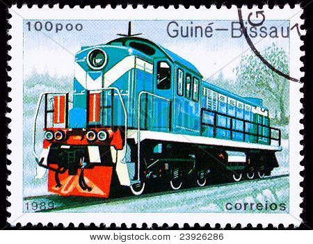 Annullerede Guinea-bissau tog frimærke gamle Railroad dieselmotor lokomotiv