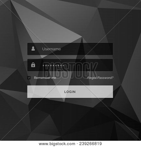 Dark Creative Login Form Template Design With Abstract Shapes