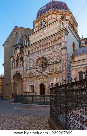Bergamo Italia December 2012 Frontal View Of Colleoni Chapel In Bergamo Built In 1472 By Amedeo.