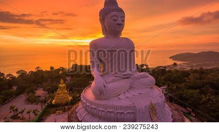 Beautiful Sunset Behind Phuket Big Buddha