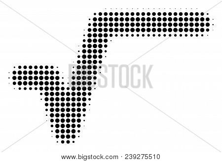 Dot Black Sqrt Icon. Vector Halftone Collage Of Sqrt Pictogram Combined From Circle Dots.