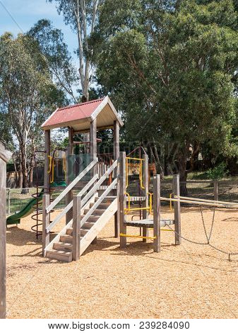 Suburban Playground At Gardiners Creek In Burwood In Suburban Melbourne, Australia.