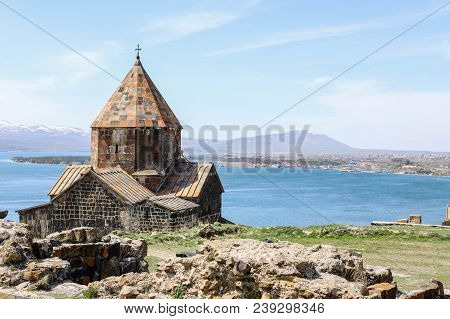 Sevanavank Monastery - Holy Apostles And The Blessed Virgin, Lake Sevan In The Background, Armenia.