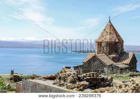 Sevanavank Monastery - Holy Apostles And The Blessed Virgin, Lake Sevan In The Background, Armenia.