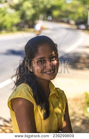 Matara, Sri Lanka - January 25, 2014: Unidentified Woman From Matara, Sri Lanka. At 2012 There Were 