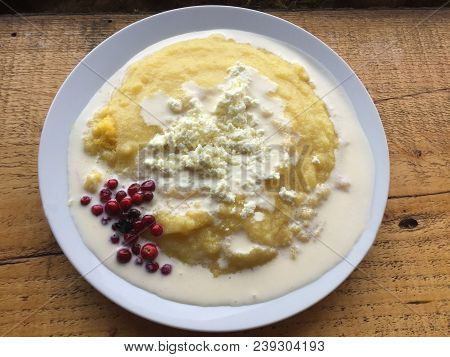 Ukrainian Cuisine Dish Banosh. National Dish Of Transcarpathia, Ukraine.