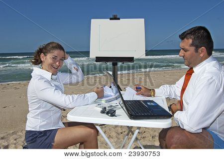 Business-Meeting am Strand