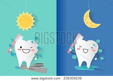 Tooth With Clean Concept On The Green Background